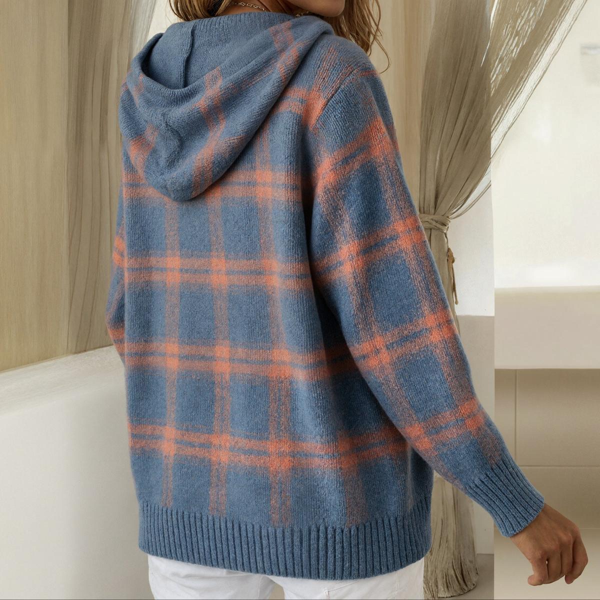 Warm Blue Check Cardigan