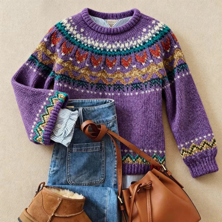 Purple-Classic Vintage Knit Sweater