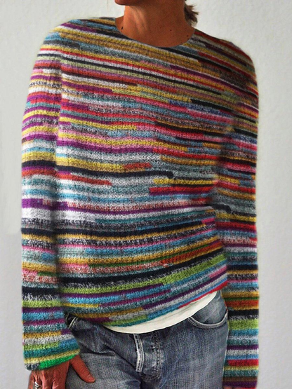 Floweary Unique Striped Long Sleeve Sweater