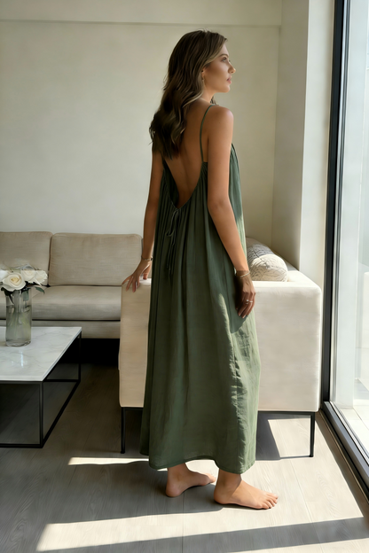 Women's Solid Color Backless Cami Dress