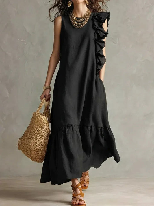 New Irregular Ruffled Sleeveless Women'S Dress
