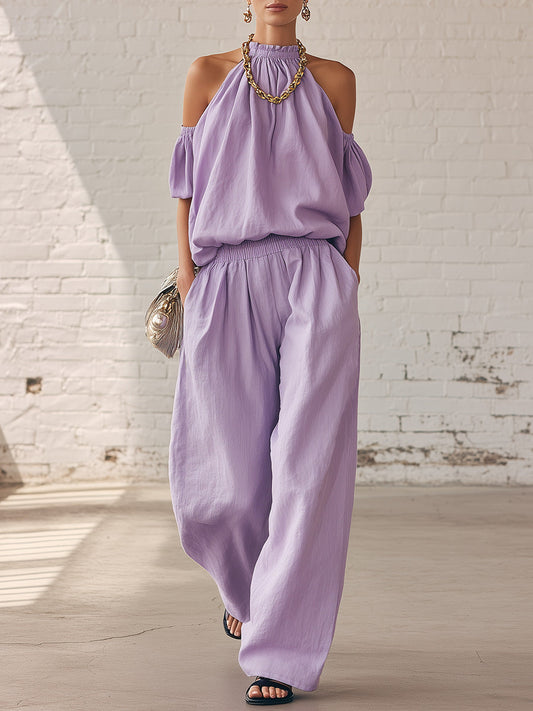 Halter Top & Wide Leg Pants 2-Piece Set | Ultimate Comfort & Style