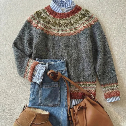 Stone Gray-Classic Vintage Knit Sweater