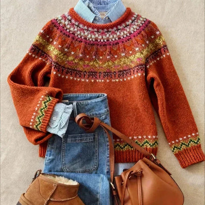 Red-Chic Vintage Knit Sweater