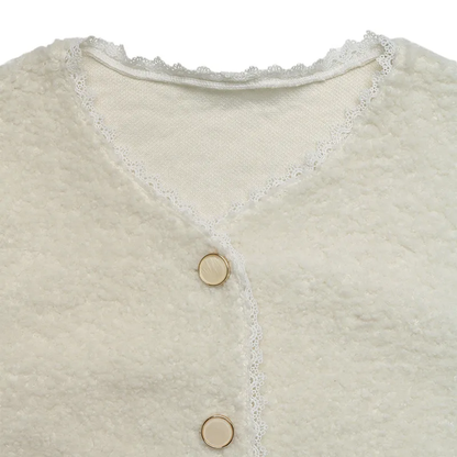 Floweary Lace Detail Button Up Long Sleeve Outerwear