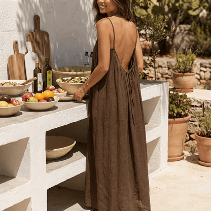 Women's Solid Color Backless Cami Dress