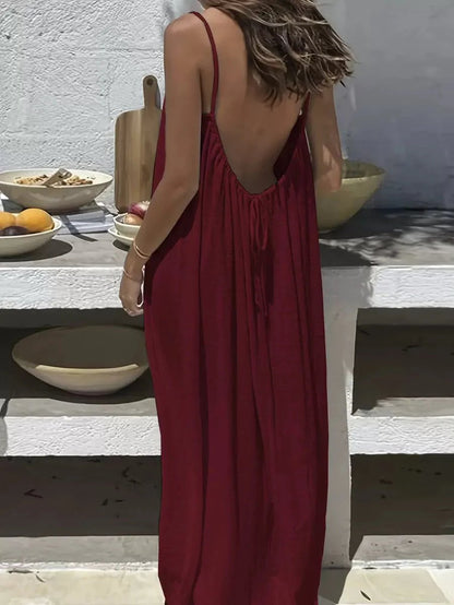 Backless Spaghetti Strap Maxi Dress