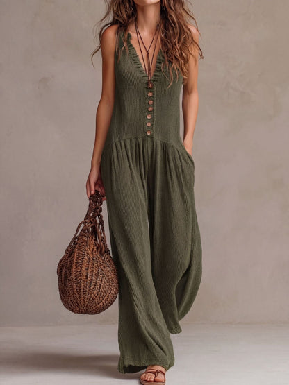Retro Ruffle Neck Knitted Jumpsuit