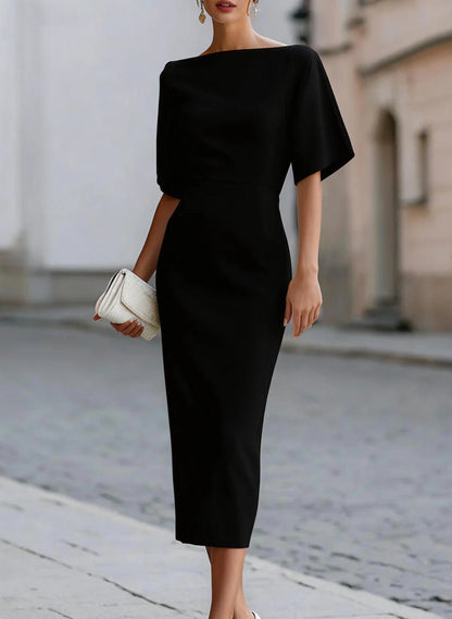 Briar Midi Dress with Bateau Neckline & Tailored Fit