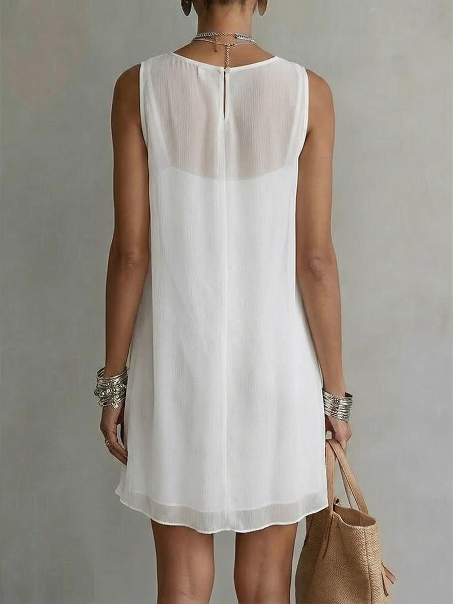 Women's Draped-neck Sleeveless Chiffon Dress
