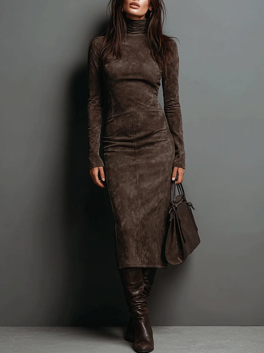 Elegant Suede Maxi Dress