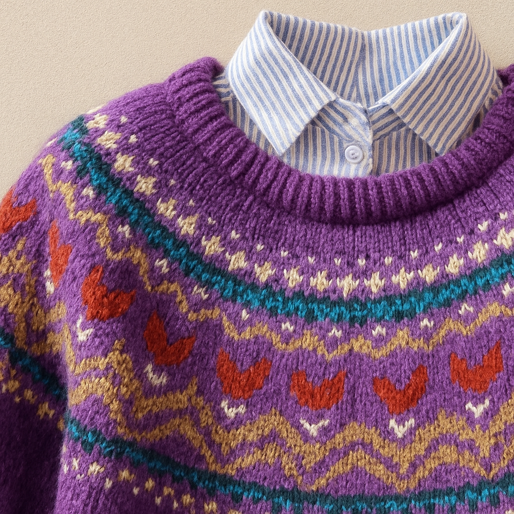 Purple-Classic Vintage Knit Sweater