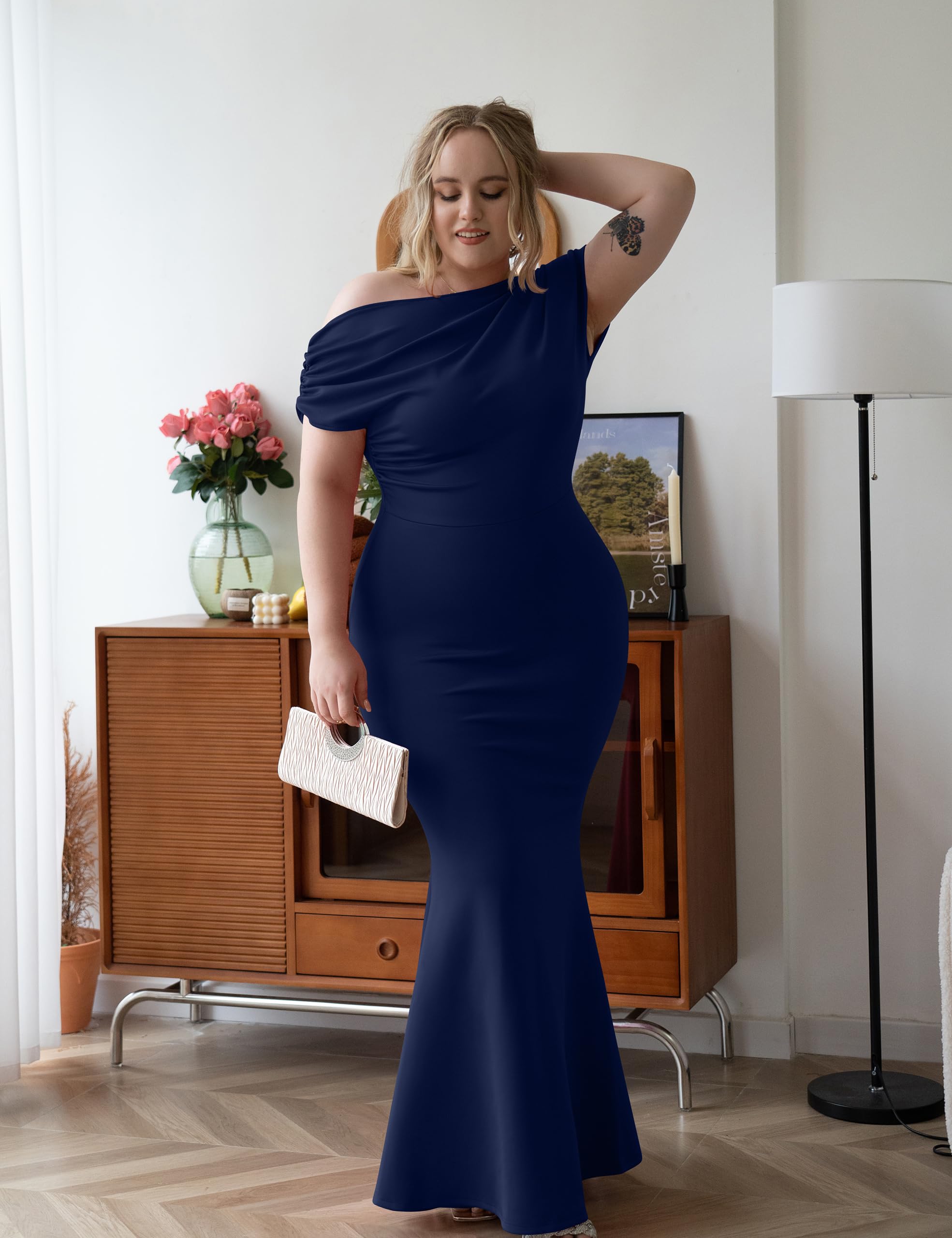 2025 Women's Elegant Sleeveless Off Shoulder Bodycon Long Formal Party Evening Dress