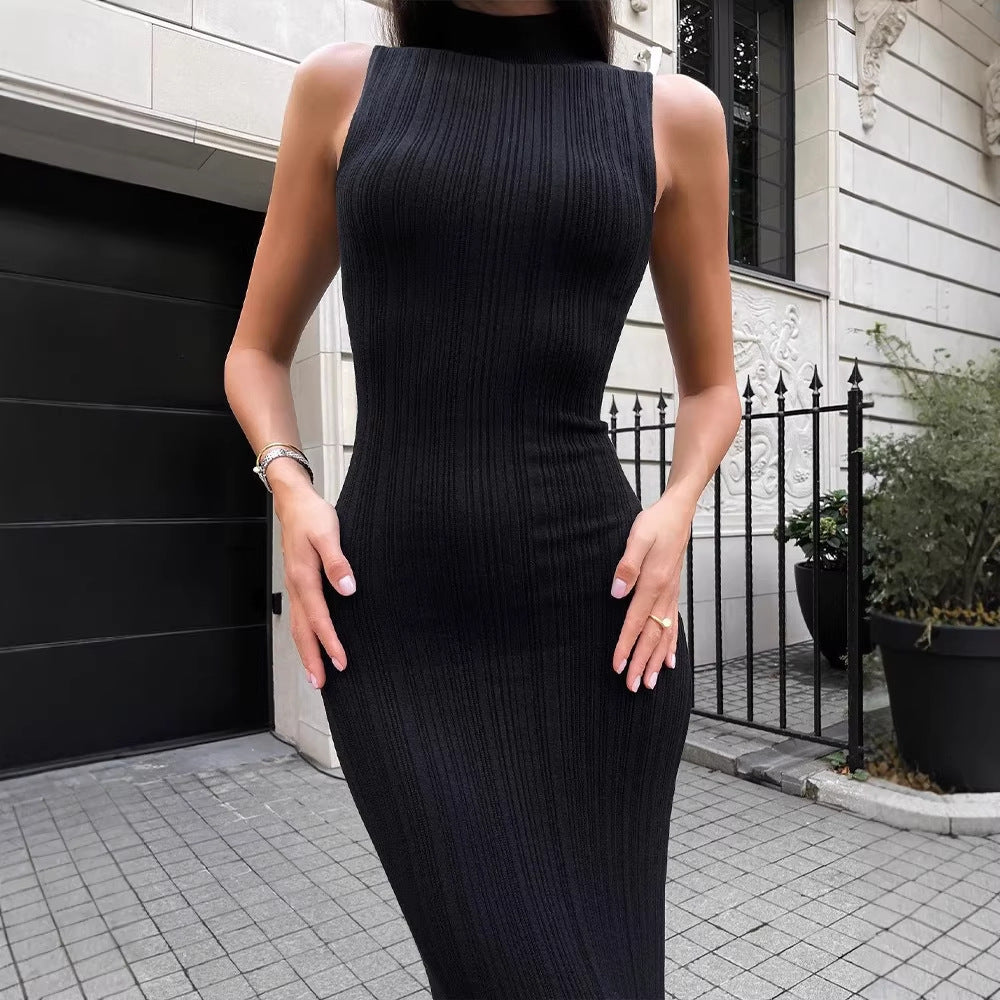 Ribbed Knitted Sleeveless Bodycon Maxi Dress