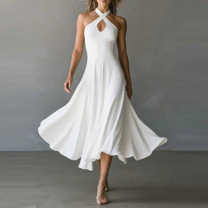 🌟 Halter Neck Sleeveless Midi Dress
