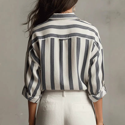 Oversized Striped Button-Down Shirt
