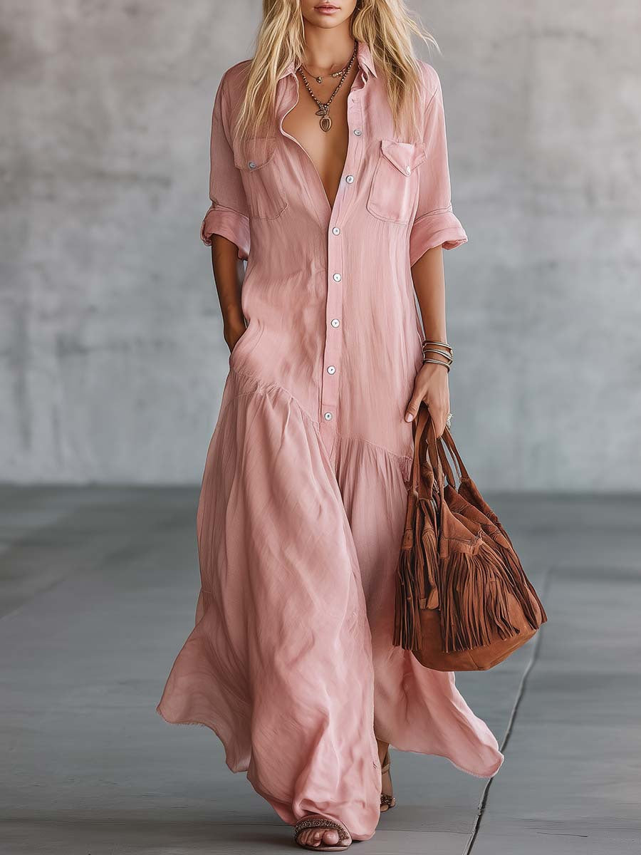 Casual Beach Vacation Chambray Dress