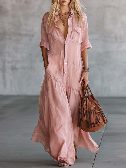 Casual Beach Vacation Chambray Dress