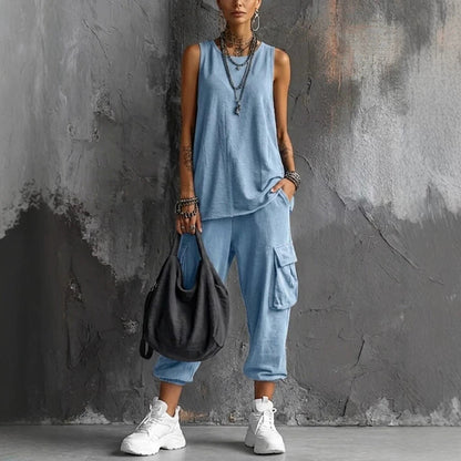 Oversized Sleeveless Top & Cargo Jogger Set