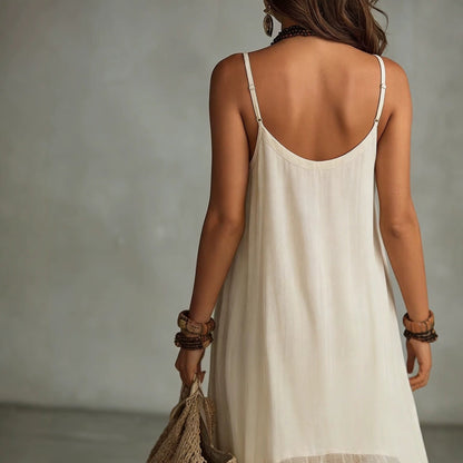 Boho Irregular Ruffle Hem Sleeveless Chiffon Maxi Dress