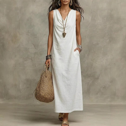 🌟 Sleeveless Linen Maxi Dress: Effortless Boho-Chic for Every Occasion