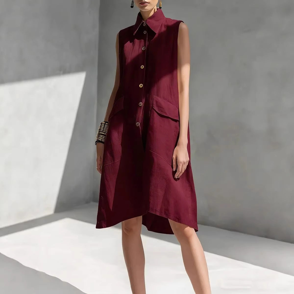 Casual Loose Fit Midi Dress for Women (Multi-Color)