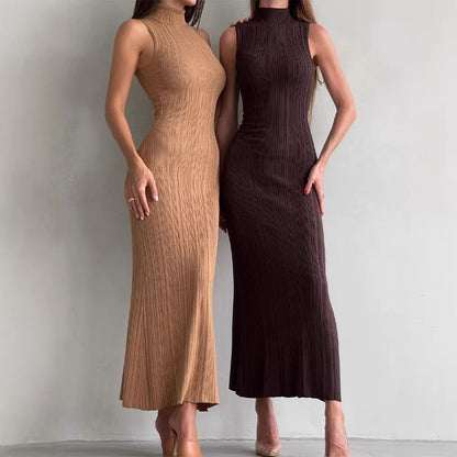 Ribbed Knitted Sleeveless Bodycon Maxi Dress