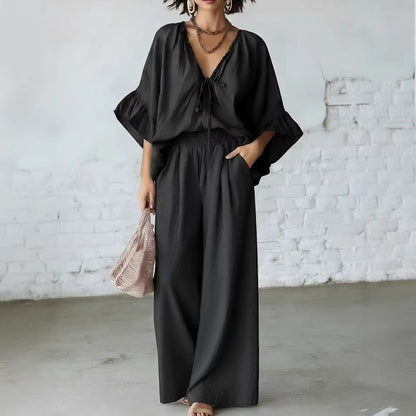 Linen Blend Vacation Two Piece Matching Set