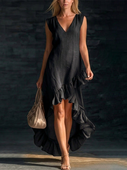 Romantic V-Neck Ruffle Dress