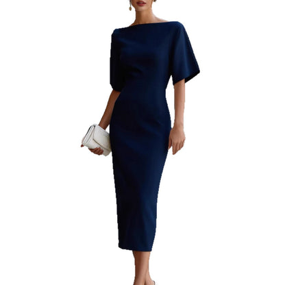 Briar Midi Dress with Bateau Neckline & Tailored Fit