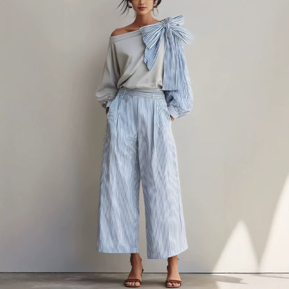 Striped Casual Elegant Straight Pants Women'S Suit