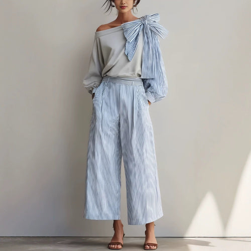 Striped Casual Elegant Straight Pants Women'S Suit