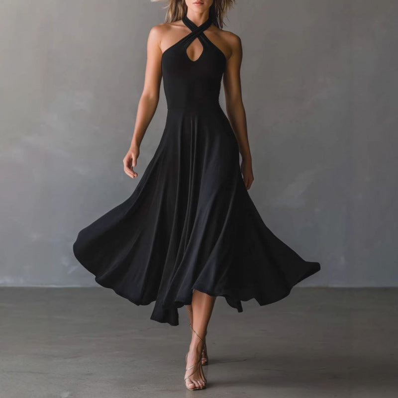 🌟 Halter Neck Sleeveless Midi Dress