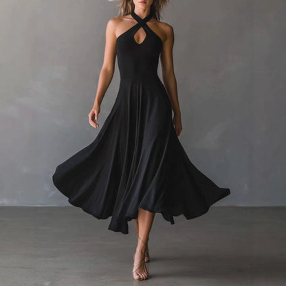🌟 Halter Neck Sleeveless Midi Dress