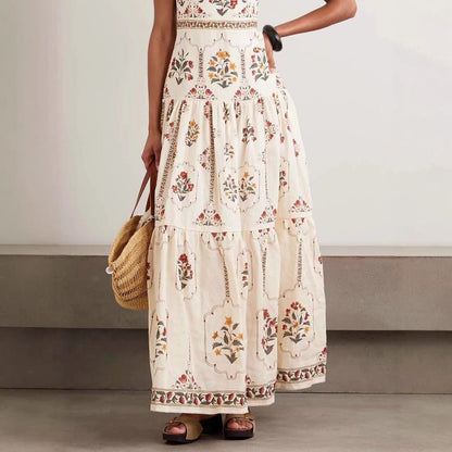 Vintage Floral Tiered Maxi Dress | Square Neck Cami Sundress