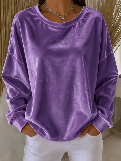 Women's Velvet Long Sleeve Crew Neck Top