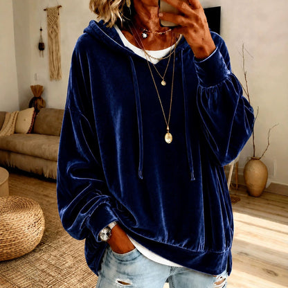 Women‘s Loose Velvet Drawstring Hoodie