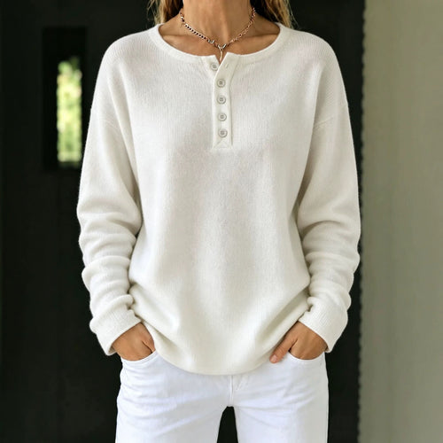 Relaxed Henley Knit Sweater
