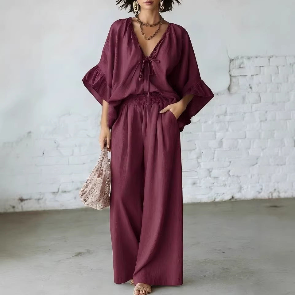 Linen Blend Vacation Two Piece Matching Set