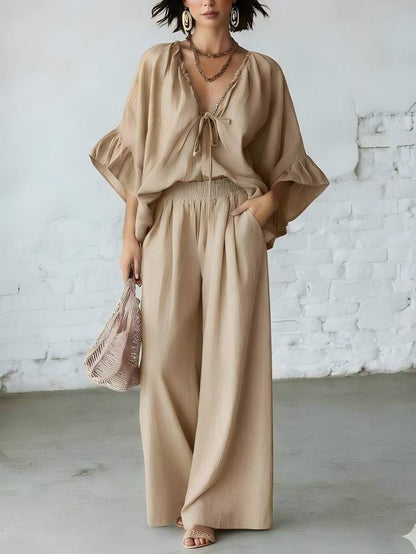 Linen Blend Vacation Two Piece Matching Set