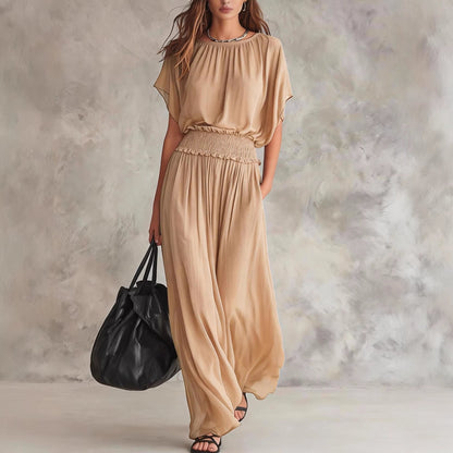 Flowy Wide-Leg Smocked Waist Jumpsuit