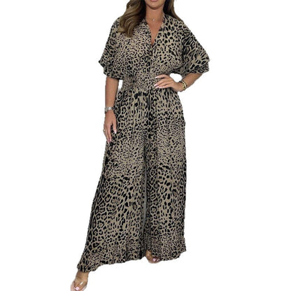 Wild Elegance Leopard Print Wide-Leg Jumpsuit