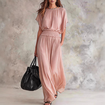 Flowy Wide-Leg Smocked Waist Jumpsuit