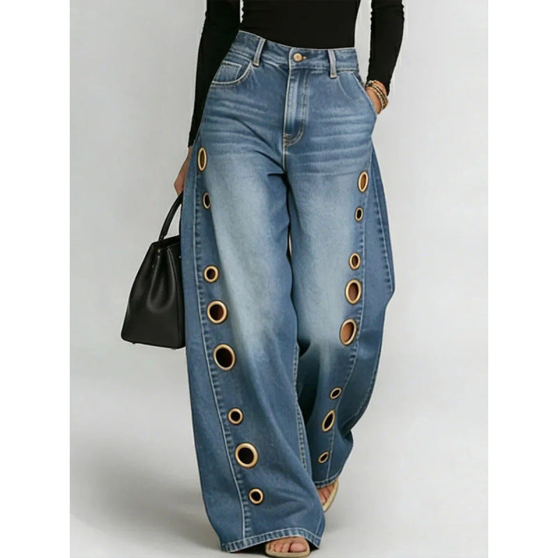 Women High Waist Wide Leg Jeans