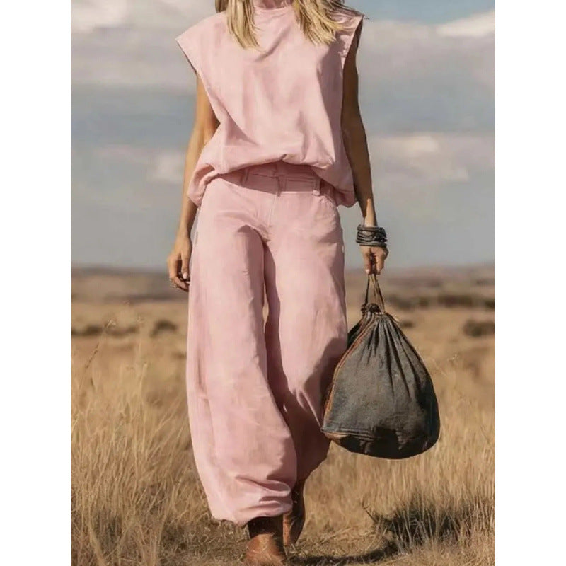 High Waist Wide Leg Jeans Two-Piece Set