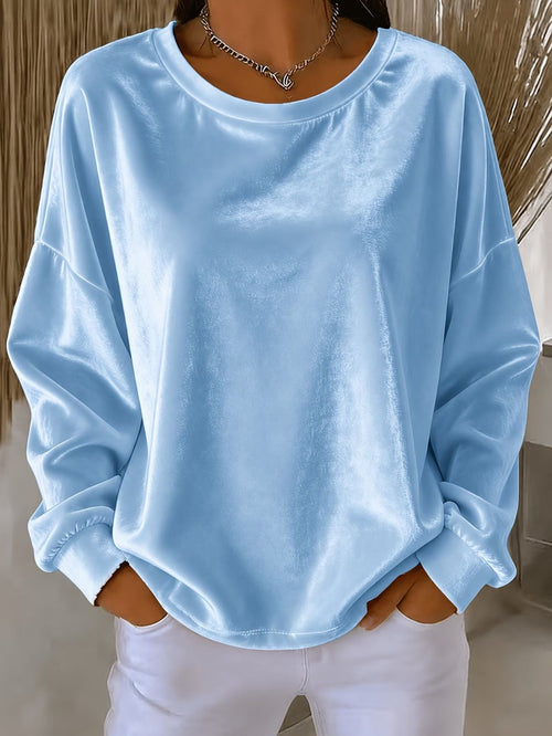 Women's Velvet Long Sleeve Crew Neck Top