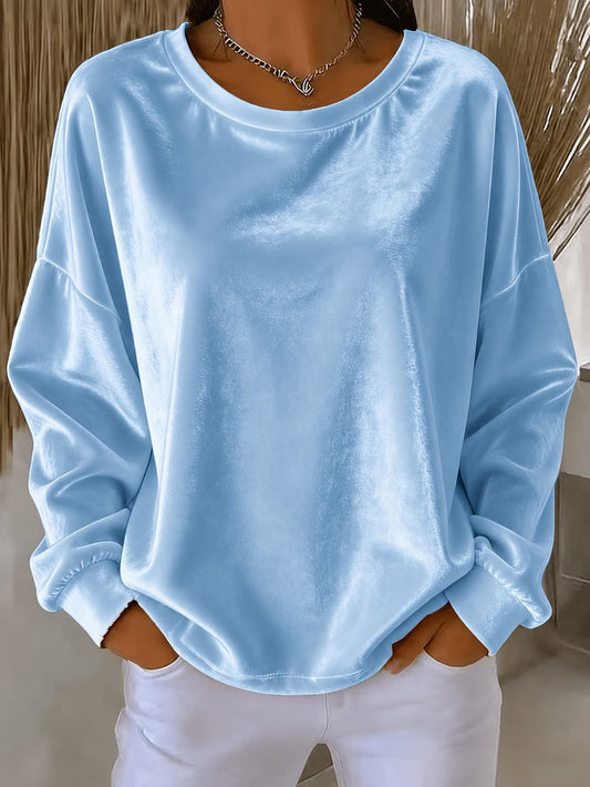 Women's Velvet Long Sleeve Crew Neck Top