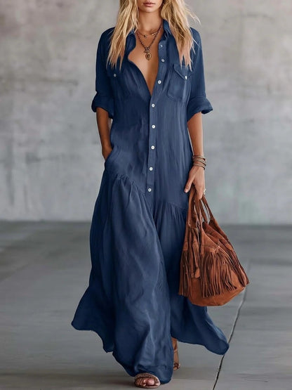 Casual Beach Vacation Chambray Dress