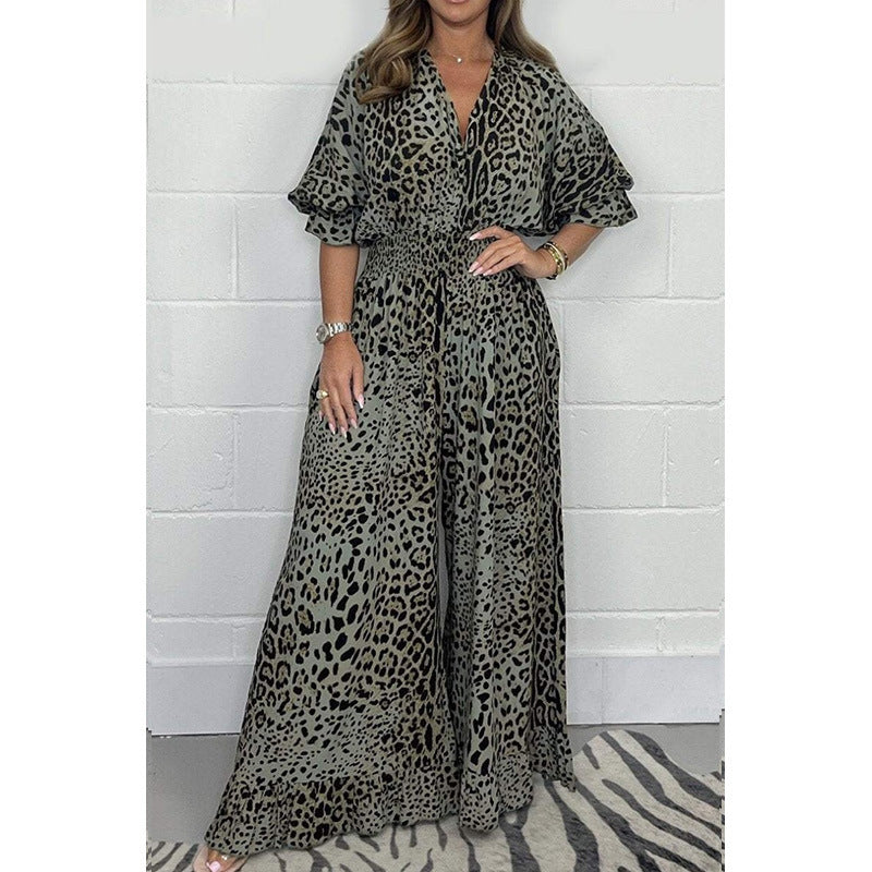 Wild Elegance Leopard Print Wide-Leg Jumpsuit