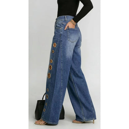 Women High Waist Wide Leg Jeans